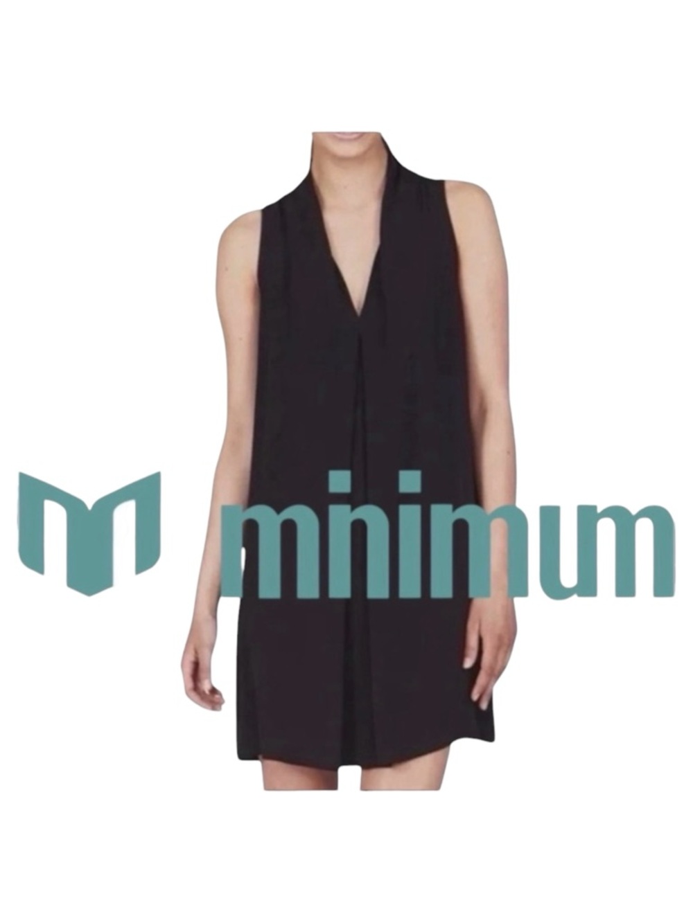 Minimum (Denmark) Black Sleeveless V-Neck Swing Dress (US4/EU36)